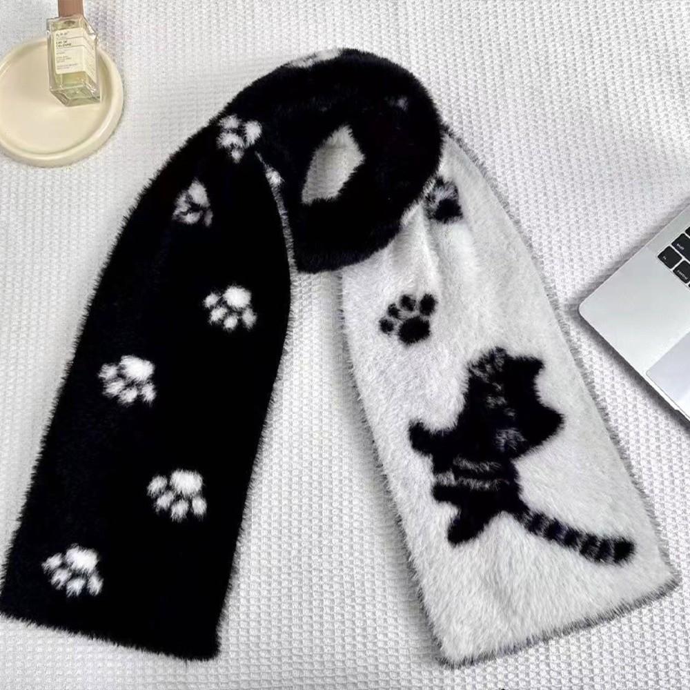 Cat Winter Scarf Warm Pashmina Cute Mink Wool Scarf Women