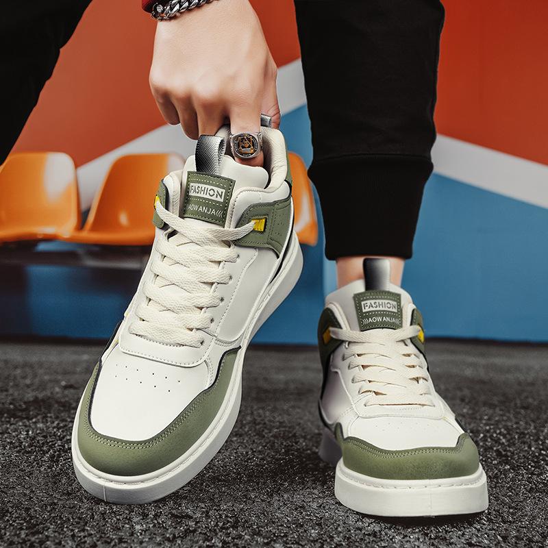 New Four Seasons Men's High Top Plank Shoes Fashion Versatile Youth Student Anti Slip Running Shoes Outdoor Sports Casual Shoes