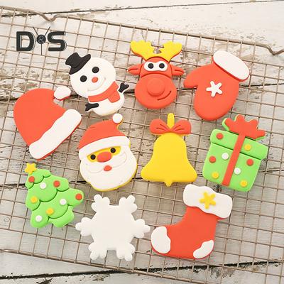 Многоразовый резак для печенья, мультяшная забавная рождественская шляпа, перчатки, запасы, резак для печенья