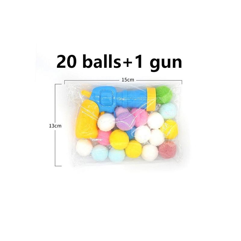 1Set Funny Cat Toys Interactive Toys Gun Plush Ball Launches High Bounce Ball Creative Kittens Mini Pompoms Pet Supplies