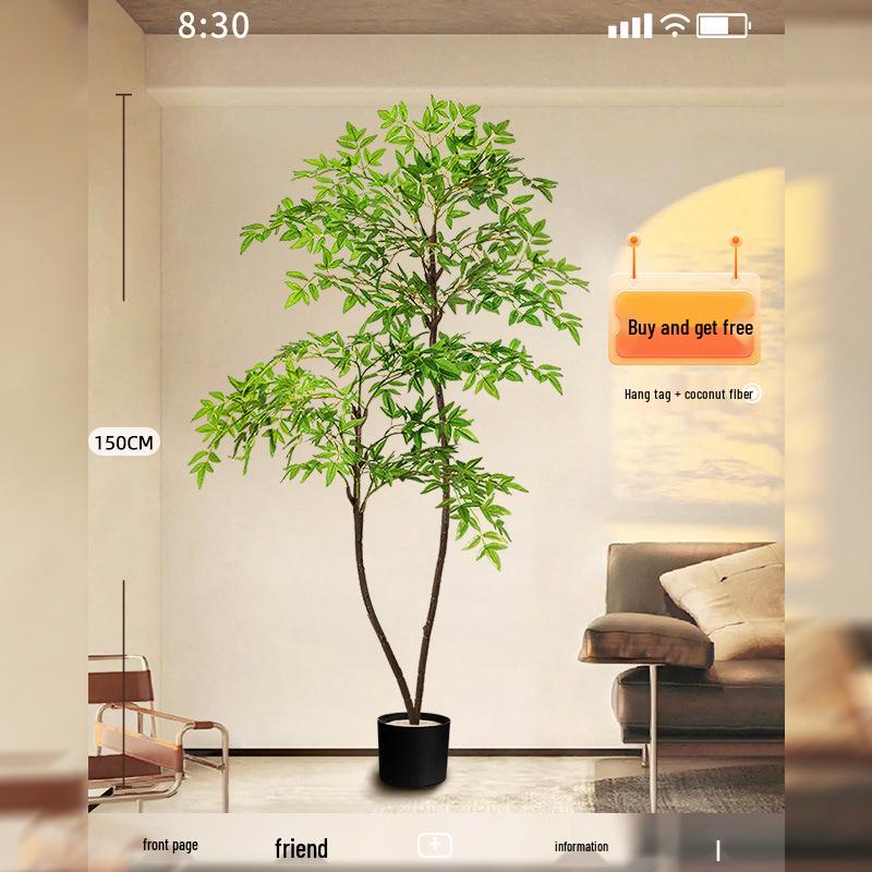 Нандина Роскошное Искусственное Дерево - Напольное Украшение для Помещений и Бионическое Зеленое Растение в Горшке