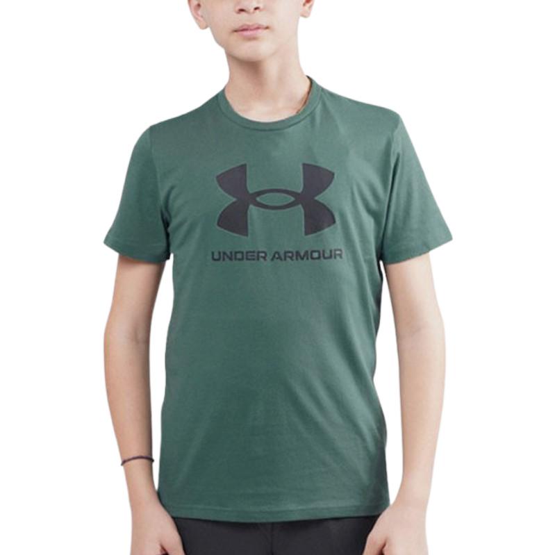 Under Armour Sportstyle Детская футболка с логотипом, повседневная, с коротким рукавом, детские топы, зеленый 1363282-370