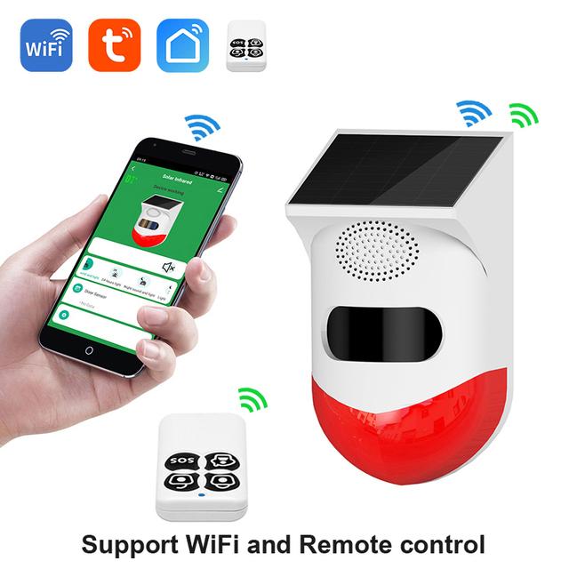 Tuya Smart WiFi инфракрасный детектор движения солнечный уличный беспроводной стробоскоп сирена детектор звуковой сигнализации для дома двор наружная безопасность