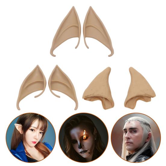 3 пары резиновых ушей эльфа, 10 см 12 см, декоративные уши для ролевых игр, косплей, фея пикси, мягкие заостренные кончики, вечерние аниме-одевания, костюм, аксессуары для макияжа