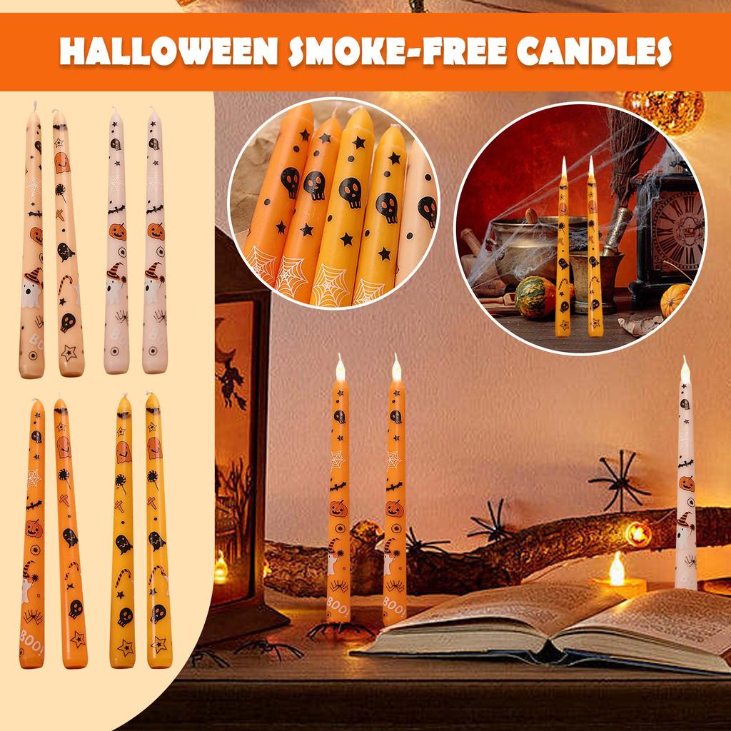 2pcs Ghost 25cm Long Pole Printed Halloween Paraffin Candle Holiday Creative Decoration Gift European Candle