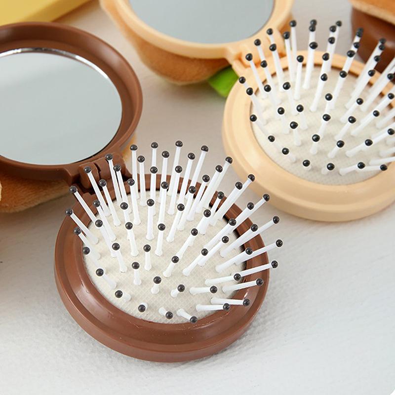 Зеркало-расческа 2 в 1 складное Легкий дизайн с двойным складыванием Складное зеркало для макияжа Маленький размер Массажная расческа с воздушной подушкой Для использования на открытом воздухе