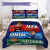 Alvin and Theodore cartoon print Pattern Bedding,Quilt Set Quilt Cover Pillowcase Home Birthday Gift (1*duvet cover+2*pillowcase,without core)XSJT0917