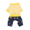 Собака Щенок Кошка Полосатая Пижама Комбинезон Маленький Питомец Хлопковая Одежда Костюм(Желтый+Белый Л)
