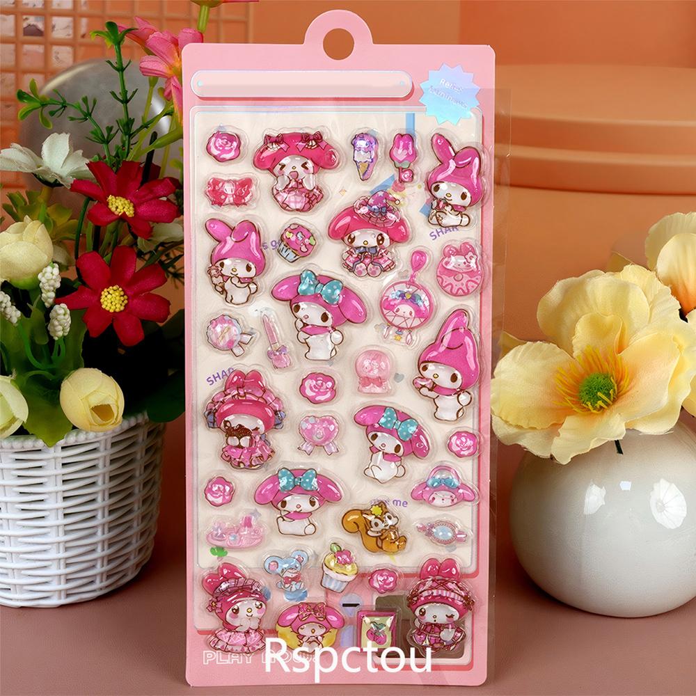 4 шт. Милые 3D рельефные наклейки Sanrio Каваий Мультяшные Куроми Моя Мелоди Синнамон Наклейки для Ноутбука Телефона Холодильника Дневника Декорация Стикер