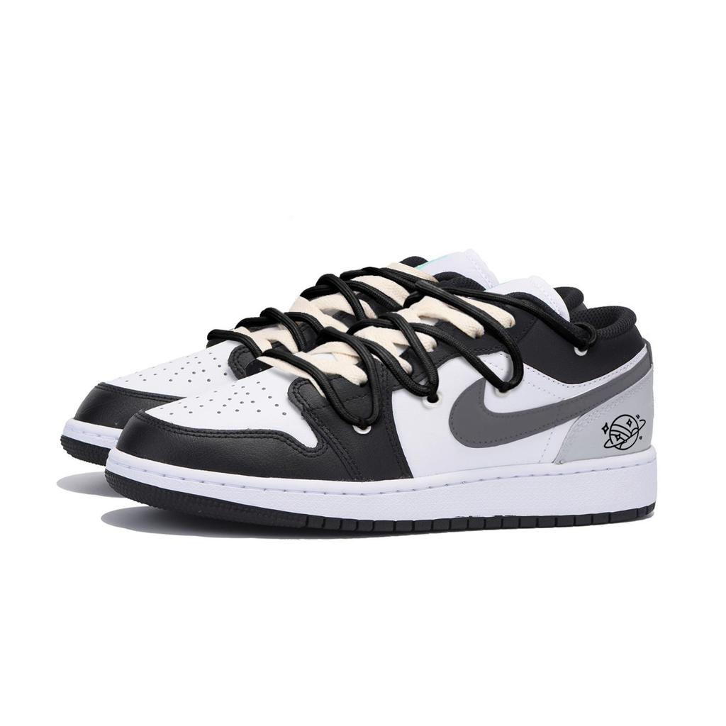 Jordan Air Jordan 1 Низкие Винтажные Баскетбольные Кроссовки Устойчивые к Скольжению и Истиранию Мужские Темно-Серые 553558-131(Team85-S-BOX-A)