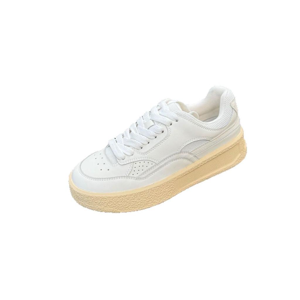 2025 Spring and Autumn New Thick-soled Versatile Silver Little White Shoes Female Students Flat-soled Fashion Height-increasing Sports and Leis