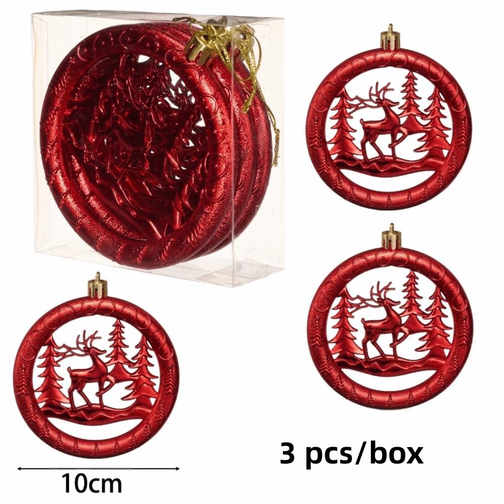3Pcs Round Pancake Shaped Christmas Tree Hanging Pendant Christmas Tree Decoration