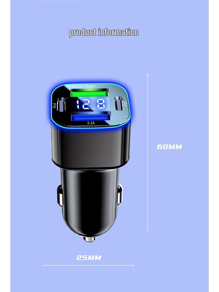 Многофункциональное автомобильное зарядное устройство со сверхбыстрой зарядкой для устройств Huawei и Apple
