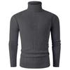 Autumn And Winter Men'S Solid Color Turtleneck Pullover Sweater Striped Casual Knitted Sweater Bottoming Shirt