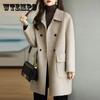 Elegant Tweed Coats Women Mid-length Woolen Coats Office Lady Autumn Winter Korean Style Solid Loose Warm Thick Jackets
