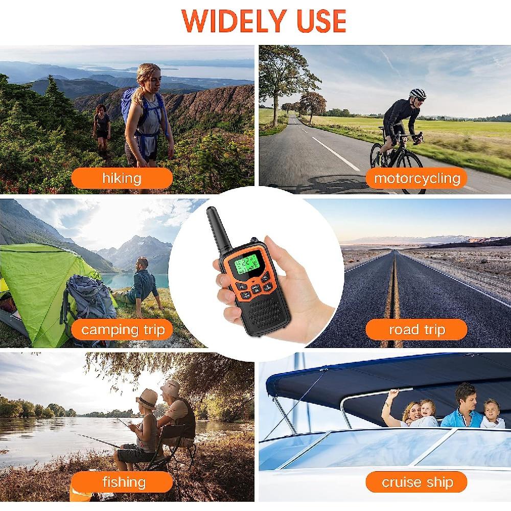 2 комплекта раций дальнего действия для взрослых с 22 каналами FRS, семейная рация со светодиодным фонариком и ЖК-дисплеем VOX для пеших прогулок и походов