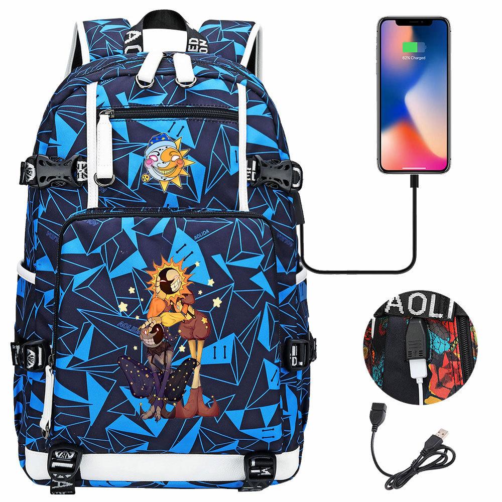 Game Moon Sun Print Teen Student Backpack Unisex Casual Large Capacity Travel Bookbag