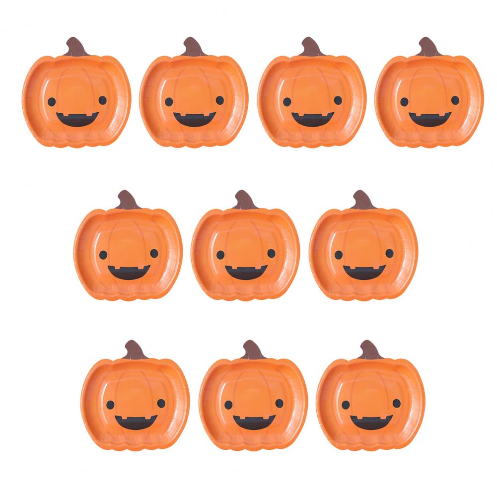 День Благодарения Одноразовые тарелки Маслостойкие Одноразовые тарелки Хэллоуин Тыква Бумажные тарелки Черные Оранжевые для Вечеринки Осень