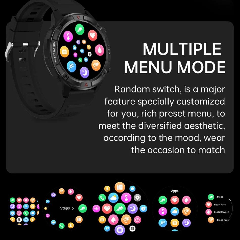LUCKYSTART Smart Watch Men 2024 Новые спортивные часы с дисплеем 1,6 дюйма AMOLED, 4G ROM, голосовые вызовы, локальная музыка, водонепроницаемые мужские умные часы