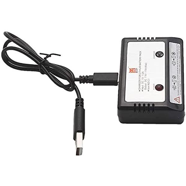 USB Балансировочное зарядное устройство для 7.4V 1800mAh LiPo аккумулятора | Совместимо с MJX B5W Bugs 5W RC Дроном, RC Вертолетом | Светодиодный индикатор, Портативное, Черное, Пластик