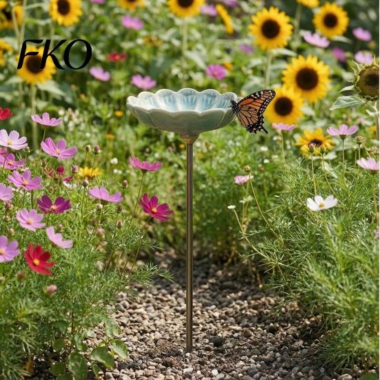 Insect Watering Dish Ceramic Flower Bee Feeder, Garden Station, Outdoor Feeder Decorative Butterfly Cup for Thirsty Pollinators Patio Yard Decor
