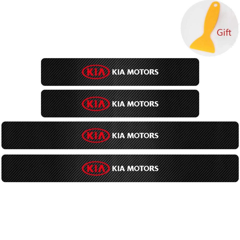 AANT1 4Pcs Carbon FiberCar Door Threshold Sticker Decal For KIA Sorento Optima Carnival K6 Sportage 3 4 Picanto KX1 RIO pv5 ev6 ev5 K3