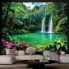 2D Turquoise Pool Waterfall Tapestry Lush Rainforest Photography Background