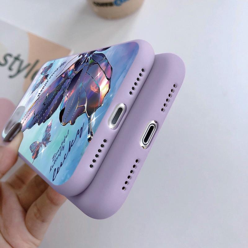 Мягкий силиконовый чехол Butterfly для Redmi Note 13 Pro 13C 14 Poco C65 Samsung A55 M35 S24 Xiaomi iPhone Huawei Honor 200 Realme 9 Camera Противоударный чехол