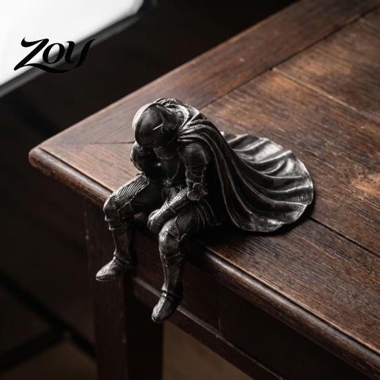 Christmas Gift for Him 3D Printed Medieval Knight Statue, Meditating Figurine with Armor Cloak, Statue Vintage Gothic Desktop Art Ornament Bookshelf