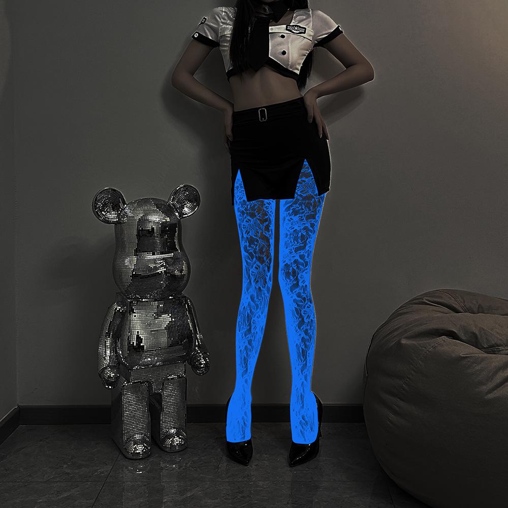 Колготки из сетчатого кружева Blue Light Luminous - сексуальные чулки с татуировкой в европейском и американском стиле