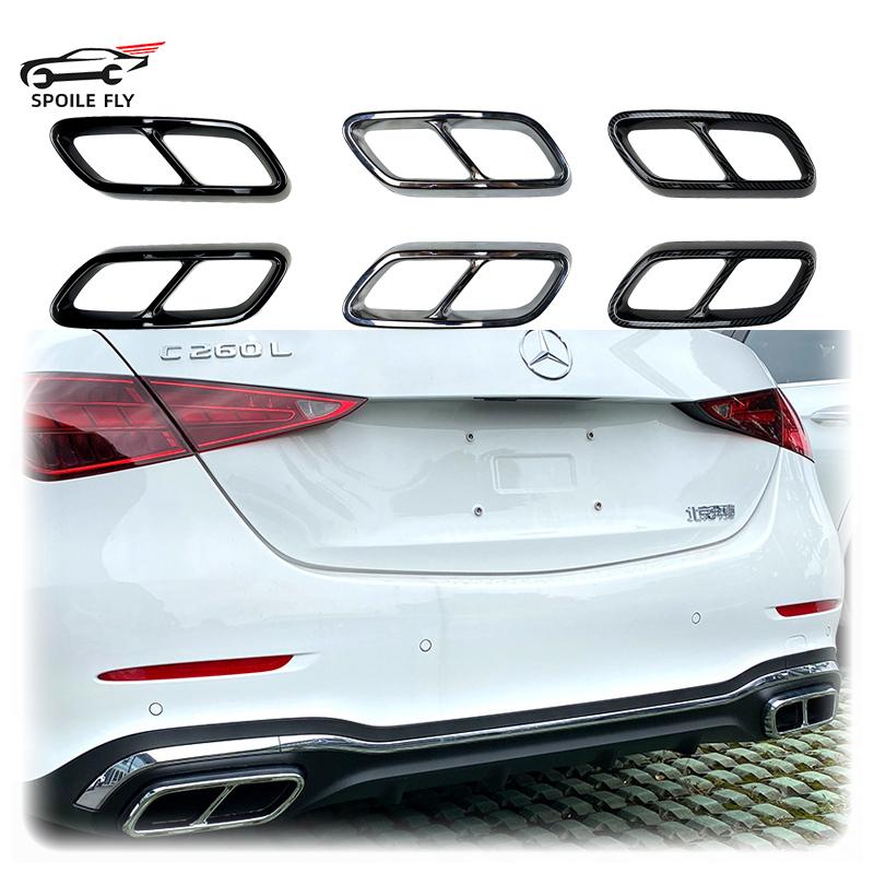2 Pcs To Up For Mercedes Benz C Class W206 C200 C260 C300 Rear Exhaust Muffler Tail Pipe Cover Trim Tail Bumper Styling