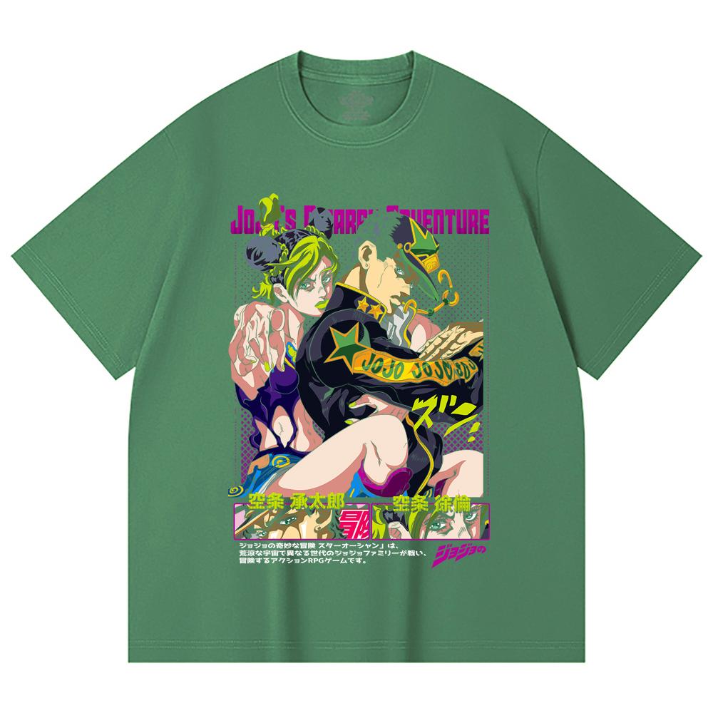 230 г/м² 100% хлопок JoJo's Bizarre Adventure V1 Jotaro Jolyne Принт Унисекс Тяжелая хлопковая футболка