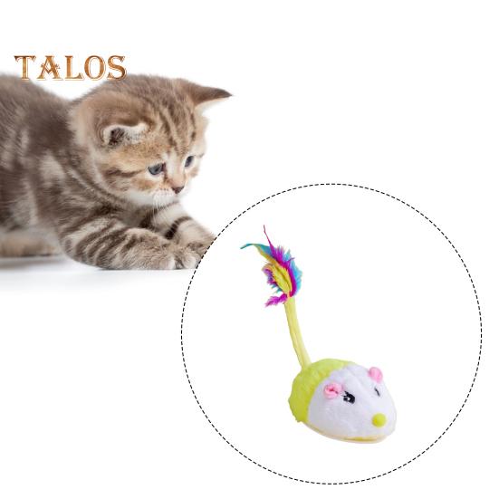 Электрическая мышь, игрушка для кошек, USB-перезаряжаемая интерактивная игрушка для котят с перьевым хвостом, автоматическая движущаяся плюшевая мышь для домашних кошек