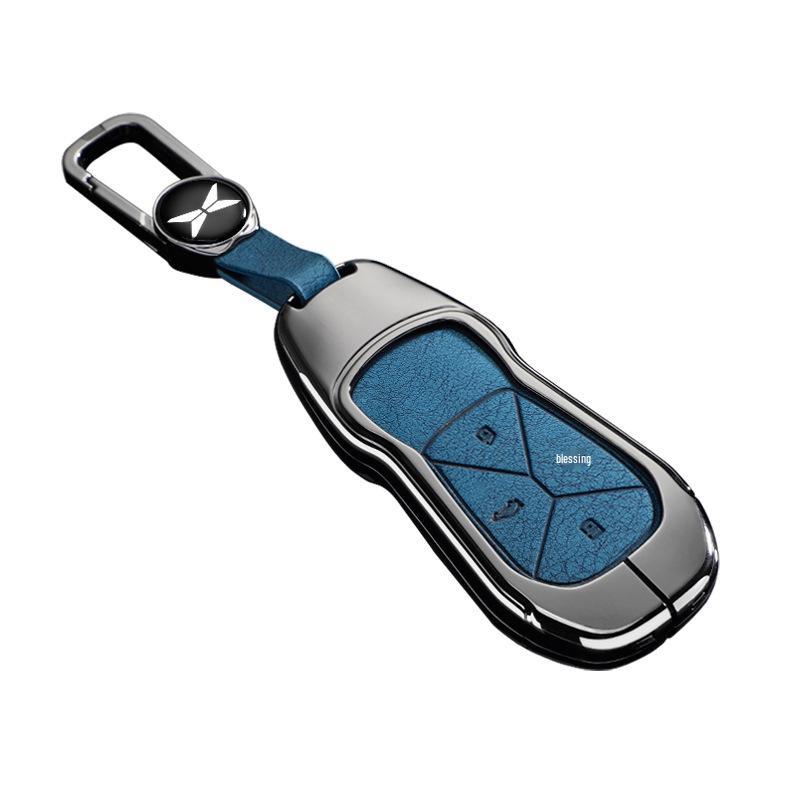 Чехол для ключа автомобиля XPeng P5 2021-2024: Прочный защитный чехол из цинкового сплава и кожи