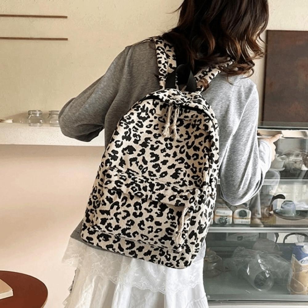 Легкий рюкзак с леопардовым принтом Вельветовый студенческий дневной рюкзак Школьная сумка для студентов Работа