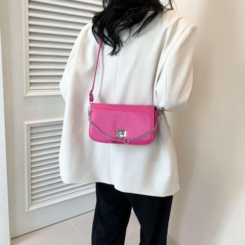 Модная женская сумка 2024 года, новая ретро-ниша, простая сумка-мессенджер через плечо, модная однотонная цепочка, женская маленькая квадратная сумка