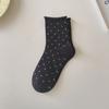 Trendy Rolled-up Polka Dot Mid-calf Socks, Summer Thin Student Girlish Pile Socks, Mid-calf Women's Socks