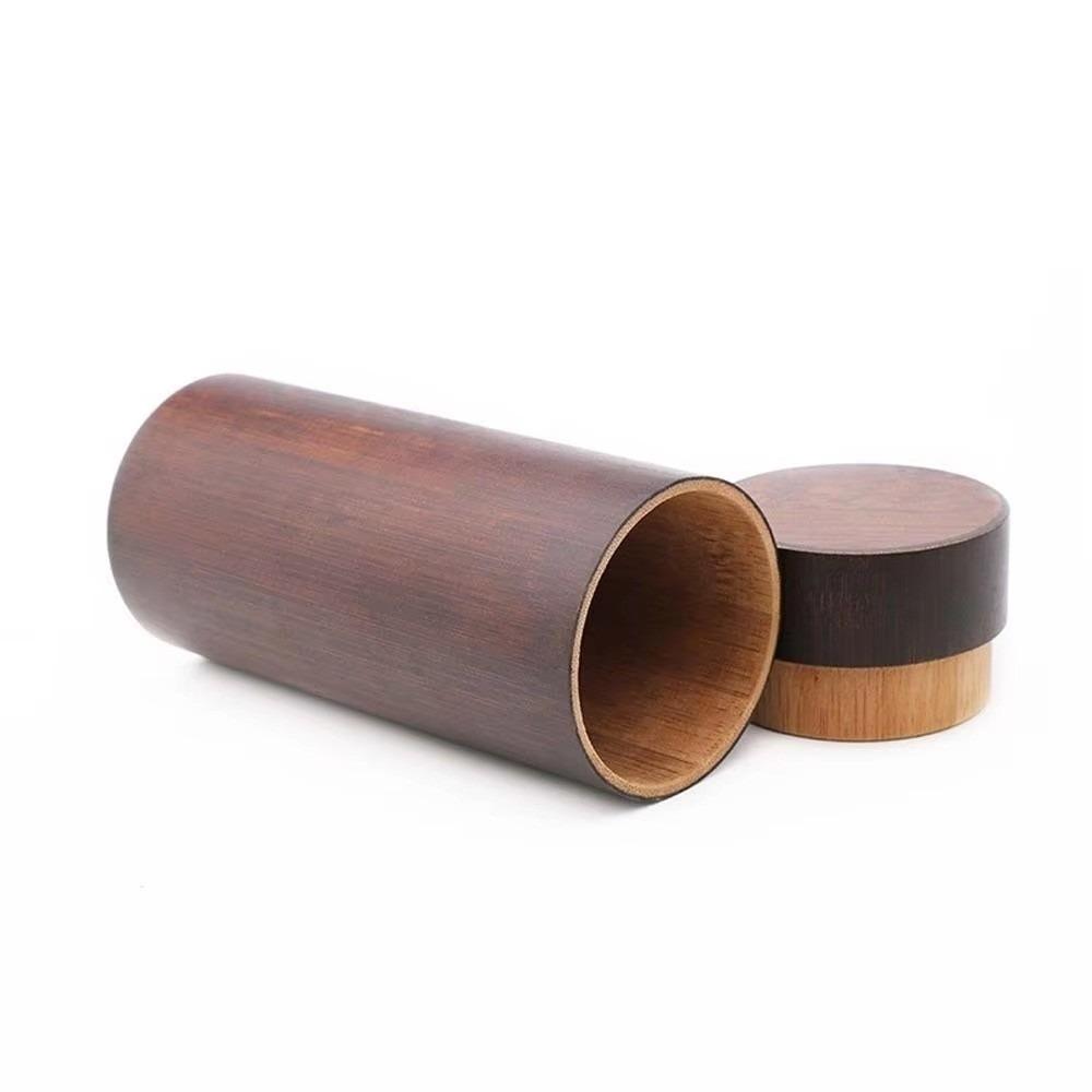 Smooth Bamboo Glasses Case Column Shape Eyewear Case Retro Wooden Sunglasses Box  Home Storage