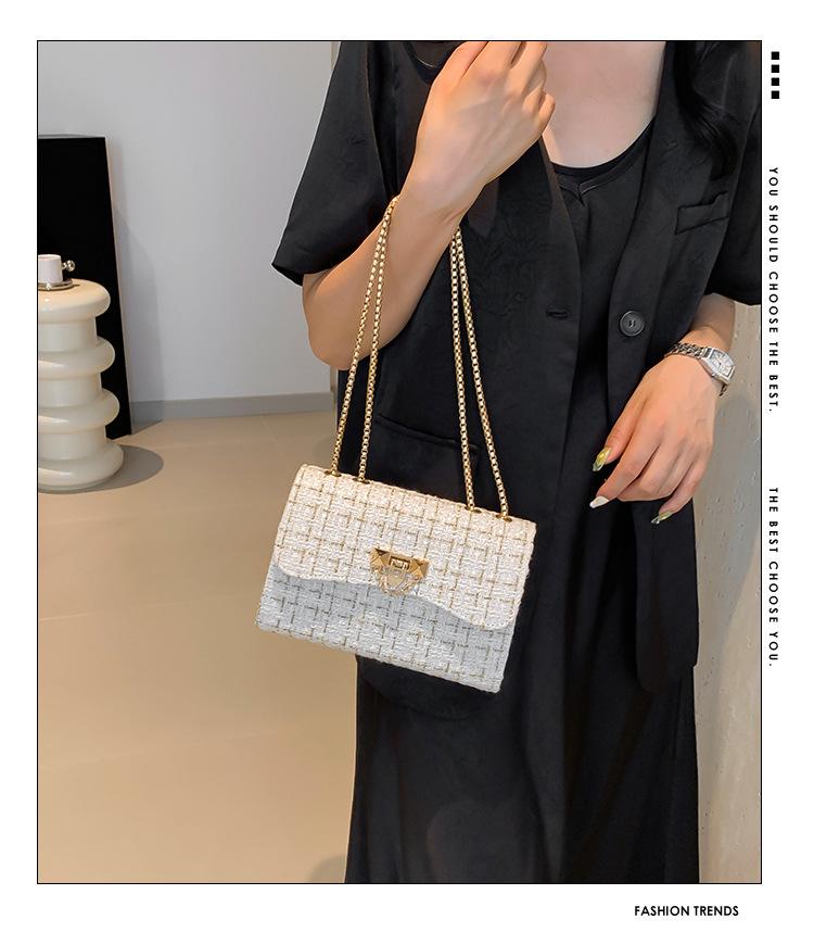 Женская шерстяная клетчатая сумка на цепочке - Универсальный стиль Весна/Лето 2024