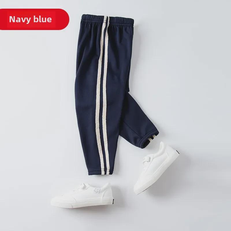 Boys' and Girls' Velvet-Lined Autumn Sports Pants - Warm Casual Wear for Spring and Fall