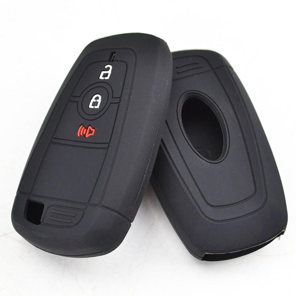 Silicone 3 Button Car Key Fob Ring Chain Cover Case Shell Protector Holder For Ford Escape Eco Sport 2021 2020 2019 2018 2017