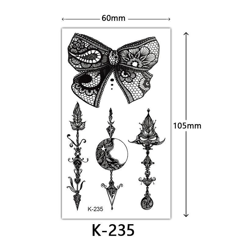 English Letter & Flower Butterfly Tattoo Stickers - Waterproof & Sketch Line Design