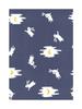 Tenugui Hand Made In Crescent Rabbit Niwa-zome Towel, Chū-sen (Dyed), 100% Cotton, Japan, (Gray)