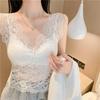 French Chic Lace Camisole with Pads - Women's Sexy White Lingerie Top
