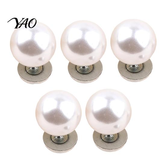 Quick Fix Buttons for Sewing 5Pcs Fake Pearl Clothing, Removable Decorative Brooch Pins, No Cardigans Sew Safety Pins Shirt Neckline Embellishment,