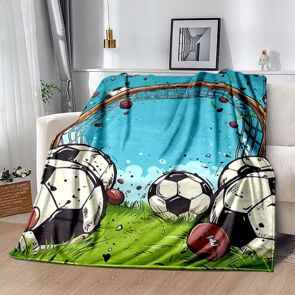 1pc Soccer Ball Sports Theme Blanket Comfortable Soft Lightweight All Season for Travel Camping Picnics Sofa Offic Gift for Friends and Family