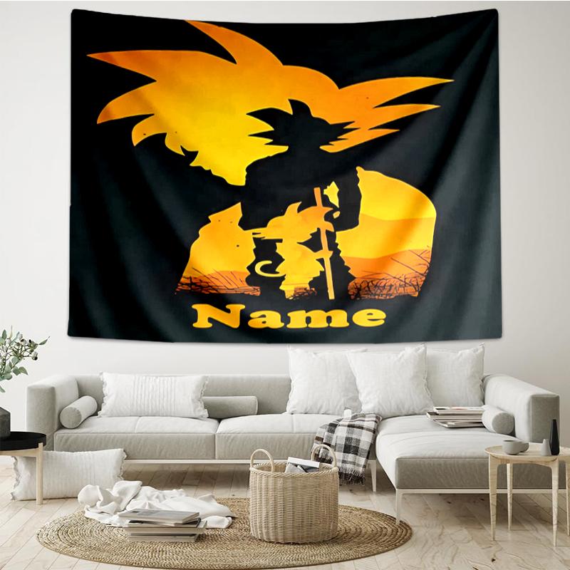 Custom Name Dragon Ball Print Tapestry, Backdrop, Easy Setup, Ideal for Bedroom, Office & Living Room, with Aesthetic Wall Hanging Decor.