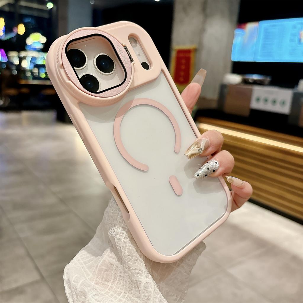 Camera Lens Protection Stand Case For iPhone 17 11 12 13 16  Pro Max Air 15 16 Plus For Magsafe Magnetic Transparent Phone Cover