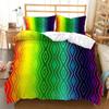 Colorful Stripes Rainbow Bedding Set Soft Comfortable And Breathable Duvet Cover Set 3Pcs Bedclothes Wonderful Gift For Children