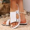 New Go Out Soft-soled Beach Sandals Flat-soled Outer Wear Belt Buckle Side Empty Cool Slippers Women's Shoes